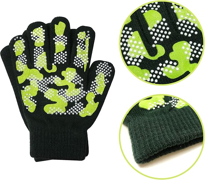 EvridWear Kids Winter Gloves - 6 Pairs Camo Print Knit (Boys &amp; Girls)