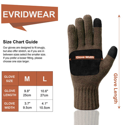 Evridwear Mens Winter Warm Gloves ,Knitted Thermal Anti-Slip Touchscreen Glove with 3M Thinsulate Insulated Lining