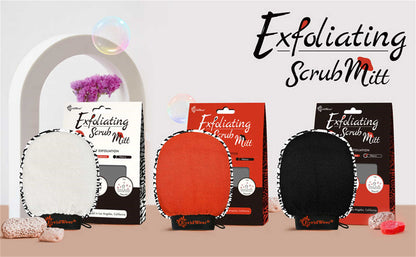 EvridWear Exfoliating Glove Body Scrubber for Back & Face (Black)