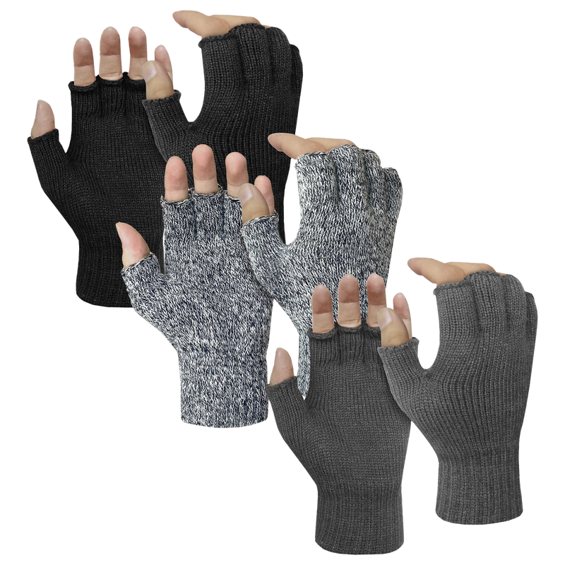 3 Pairs Winter Fingerless Gloves