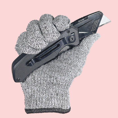 EvridWear Cut Resistant Work Gloves with Grip Dots, Food Grade Level 5 Safety Protective Cutting Glove (Gray)