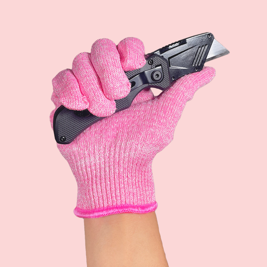 EvridWear Cut Resistant Work Gloves with Grip Dots, Food Grade Level 5 Safety Protective Cutting Glove (Pink)