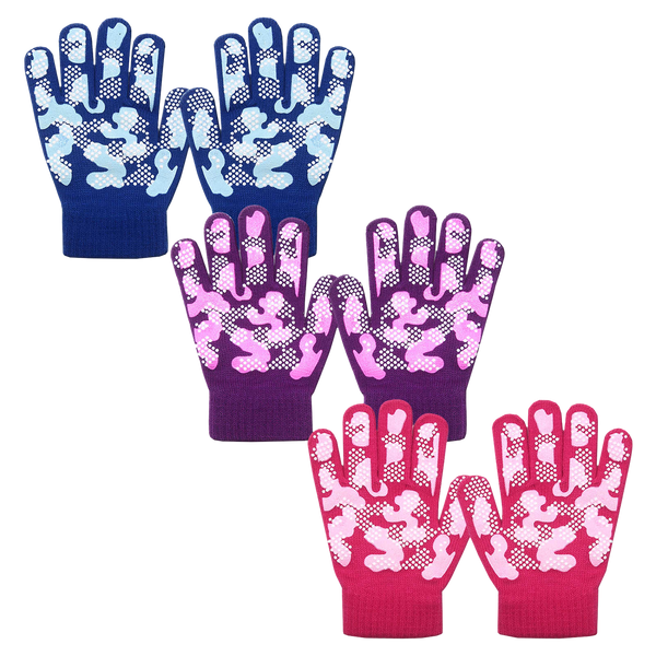 3 Pairs Pink Kids Warm Gloves