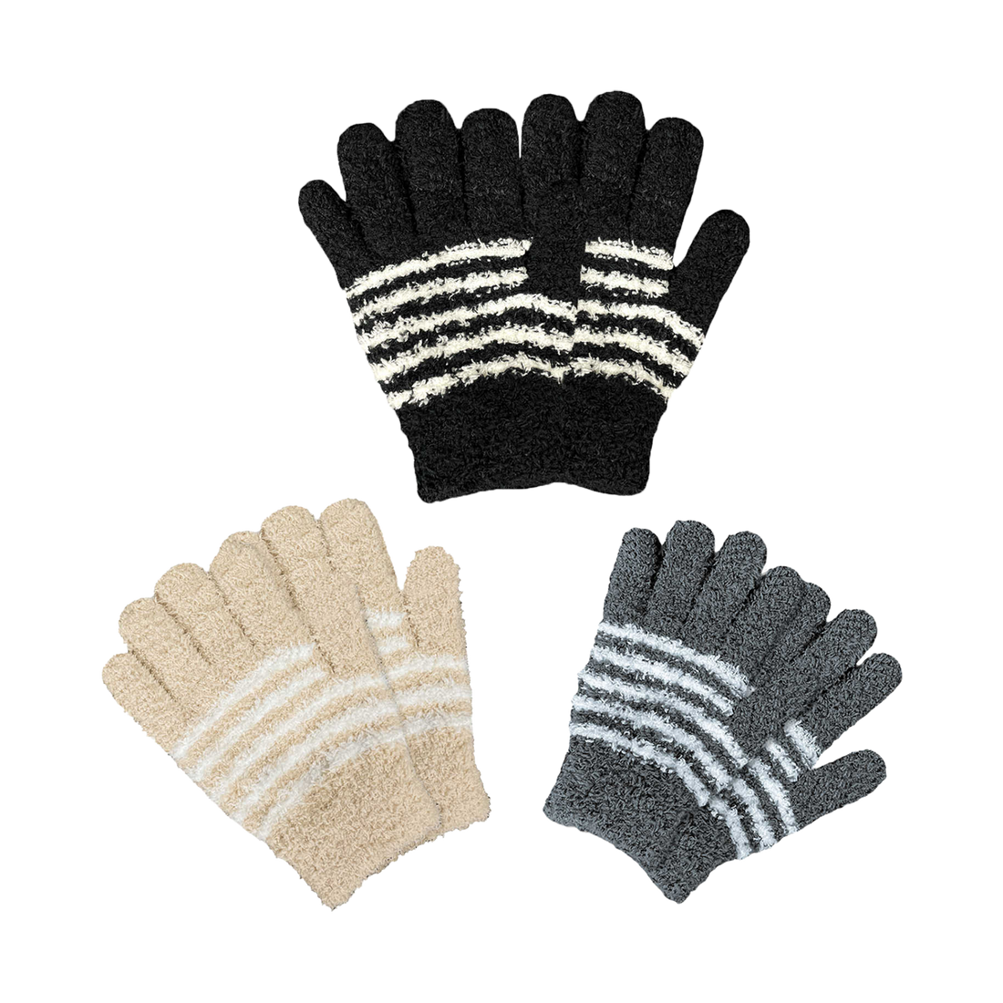 EvridWear Kids Fluffy Winter Gloves in Black Colors - Warm &amp; Stretchy