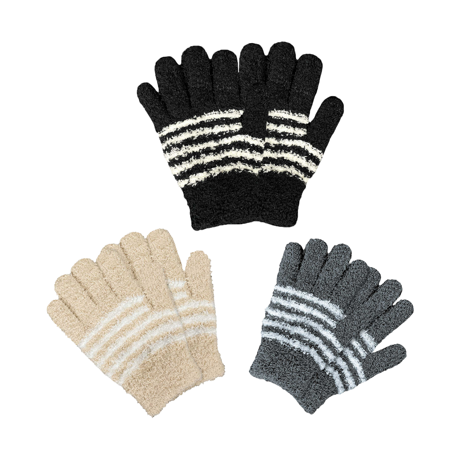 EvridWear Kids Fluffy Winter Gloves in Black Colors - Warm &amp; Stretchy