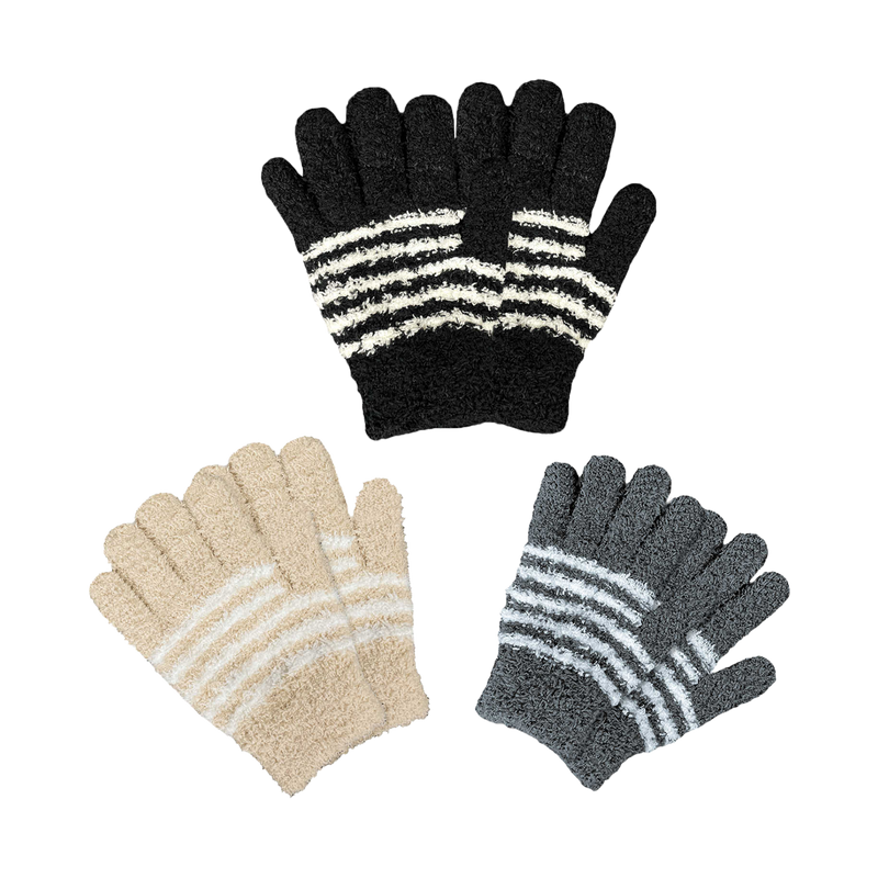 Kids Winter Fluffy Stripe Mitten