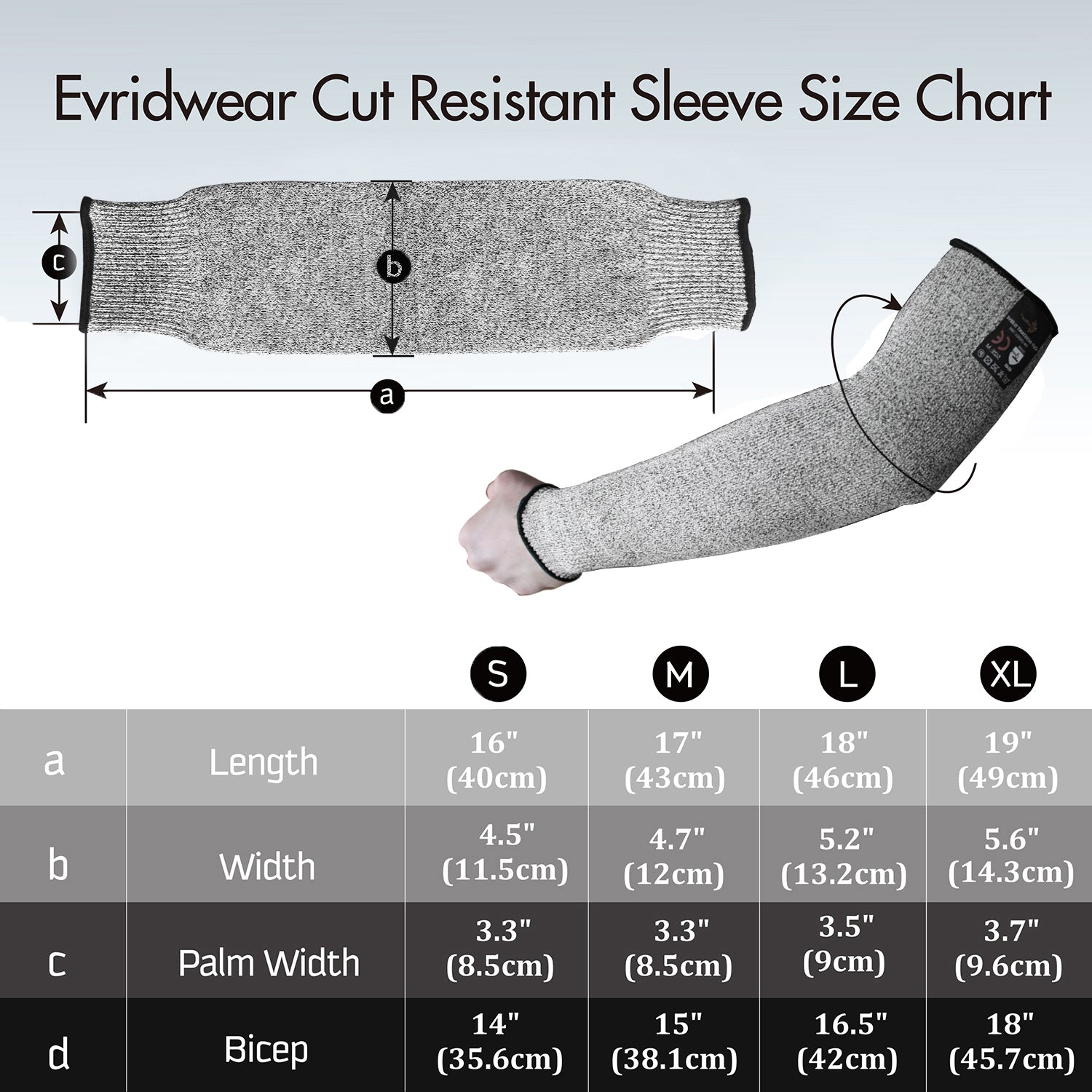 Sizing chart of Evridwear&