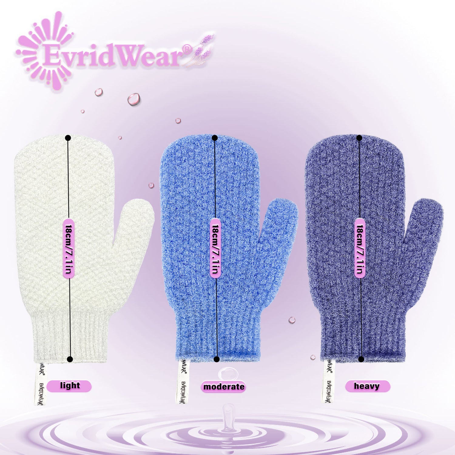 3 Pair Exfoliating Bath Mitts