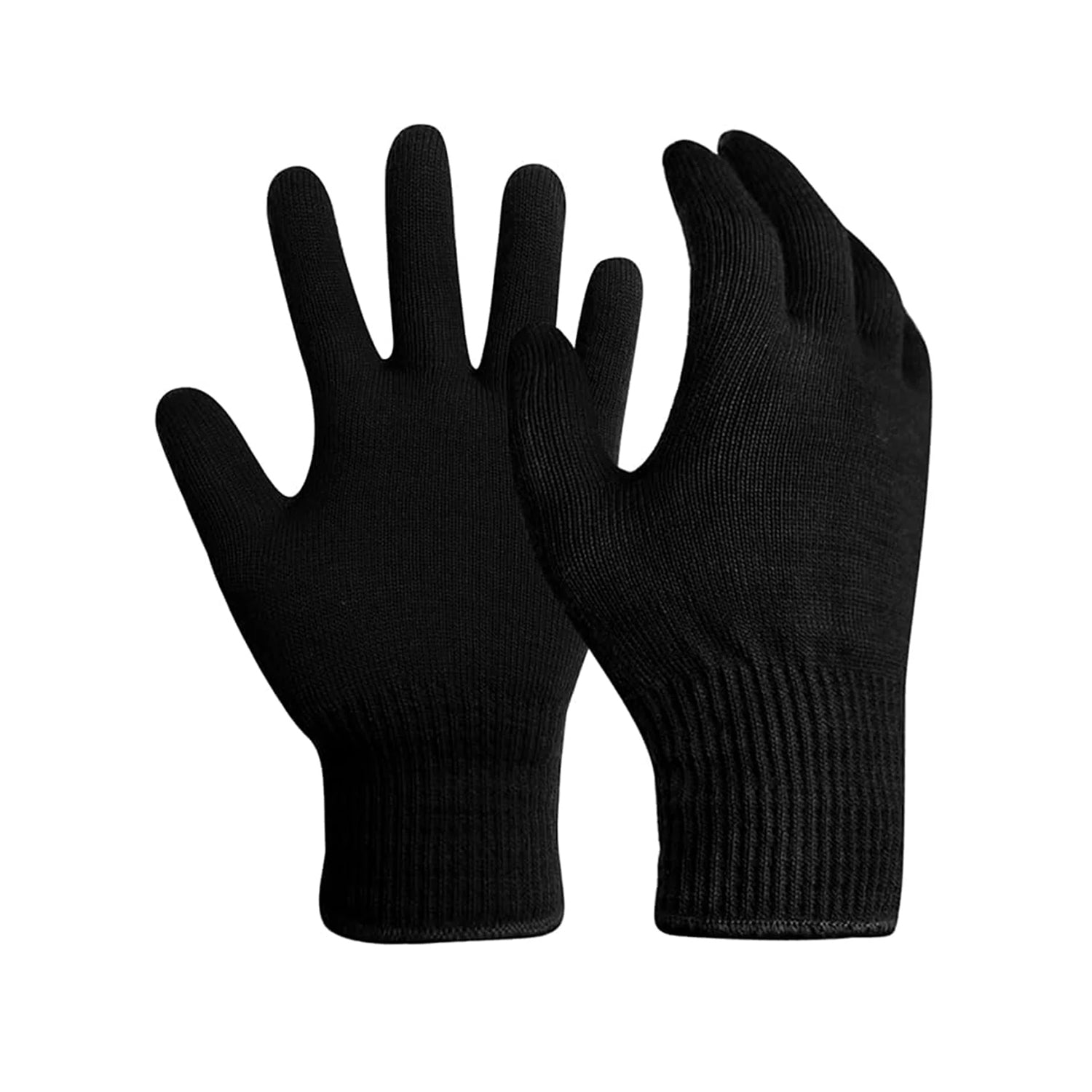 Silk Knit Full Finger Gloves (Black)