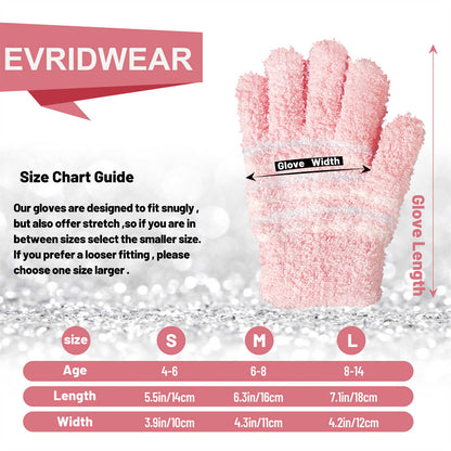 EvridWear Kids Fluffy Winter Gloves in Pastel Colors - Warm &amp; Stretchy