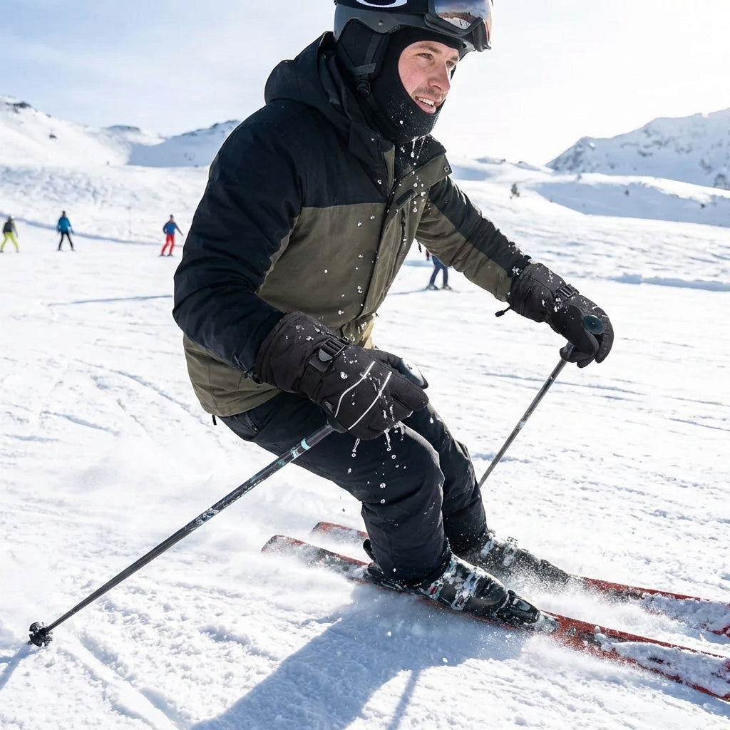 Heated Ski Gloves &amp; Double-Layer Balaclava Bundle
