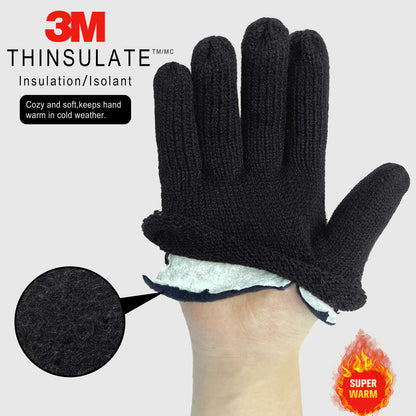 EvridWear 1 Pair 3M Thinsulate Thermal Insulated Lined Gloves, Warm Double Layer Knitted Winter Gloves