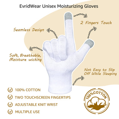 6 Pairs Moisturizing Touchscreen Cotton Gloves