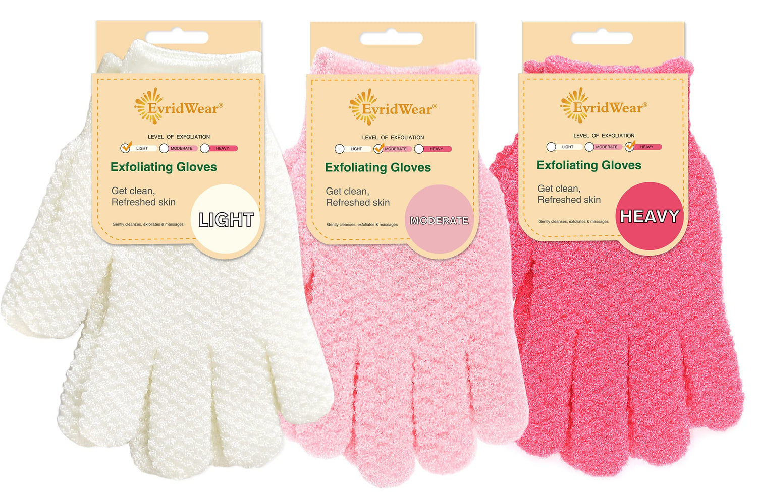 3 Pairs Exfoliation Gloves Different Level