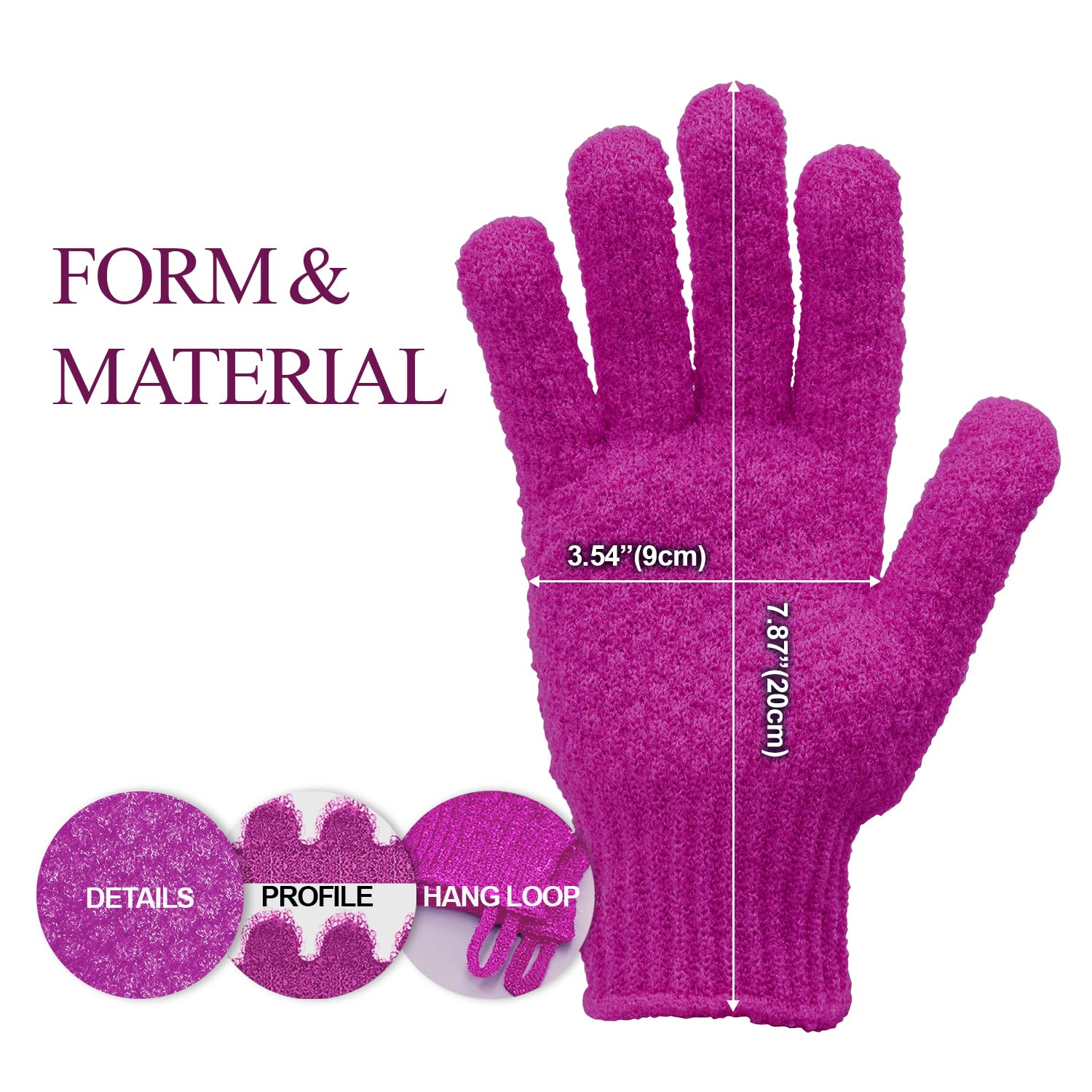 Dark Pink Exfoliating Bath Gloves