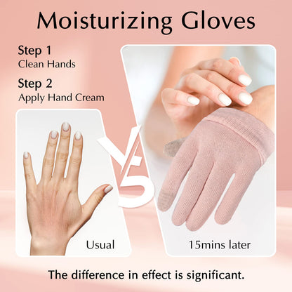 Evridwear 6 Pairs Pink Cotton Moisturizing Gloves