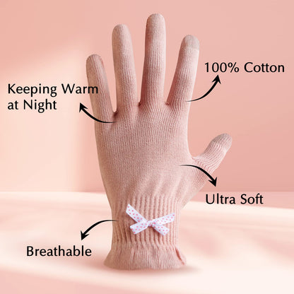 Evridwear 6 Pairs Pink Cotton Moisturizing Gloves