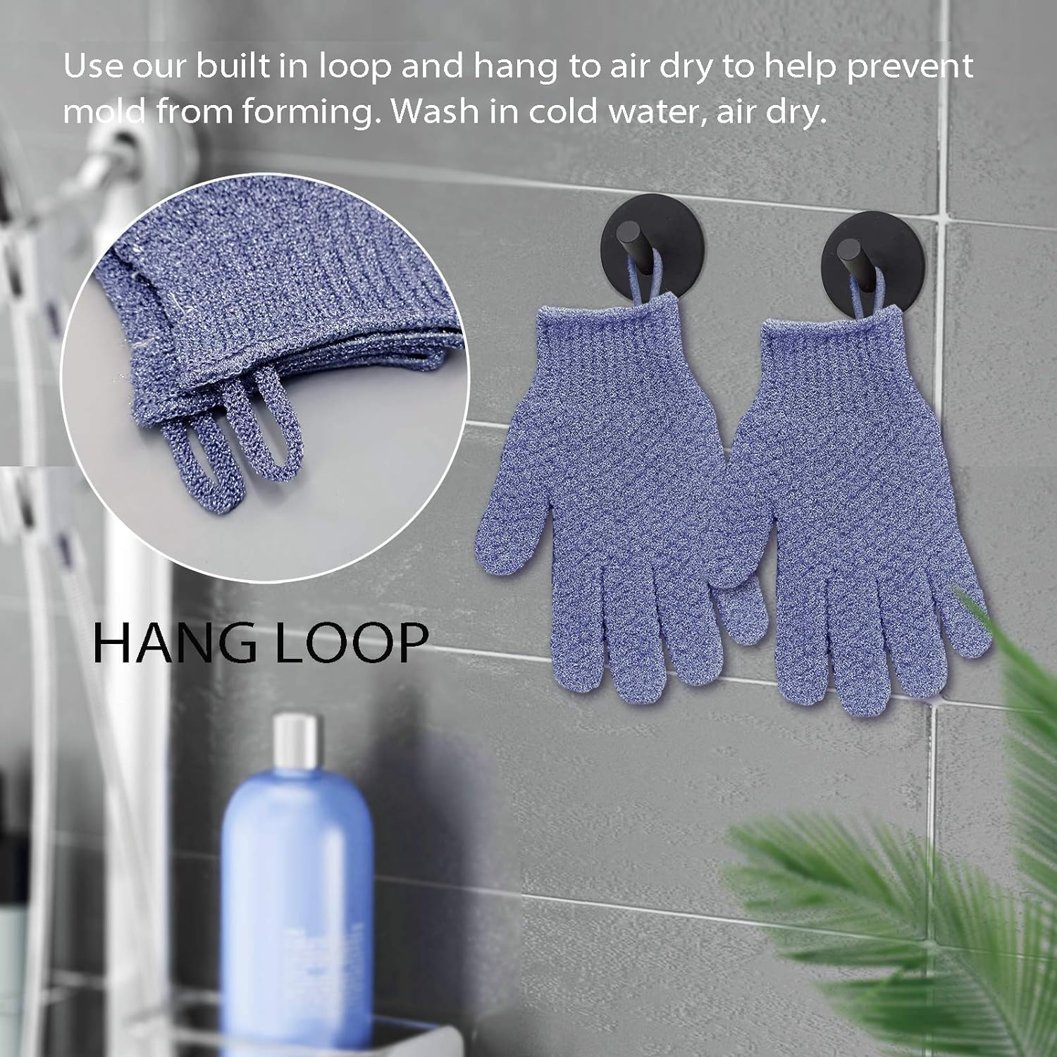 Blue Heavy Exfoliating Bath Gloves