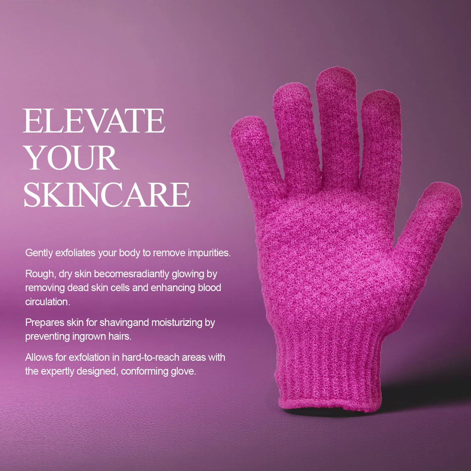 Dark Pink Exfoliating Bath Gloves