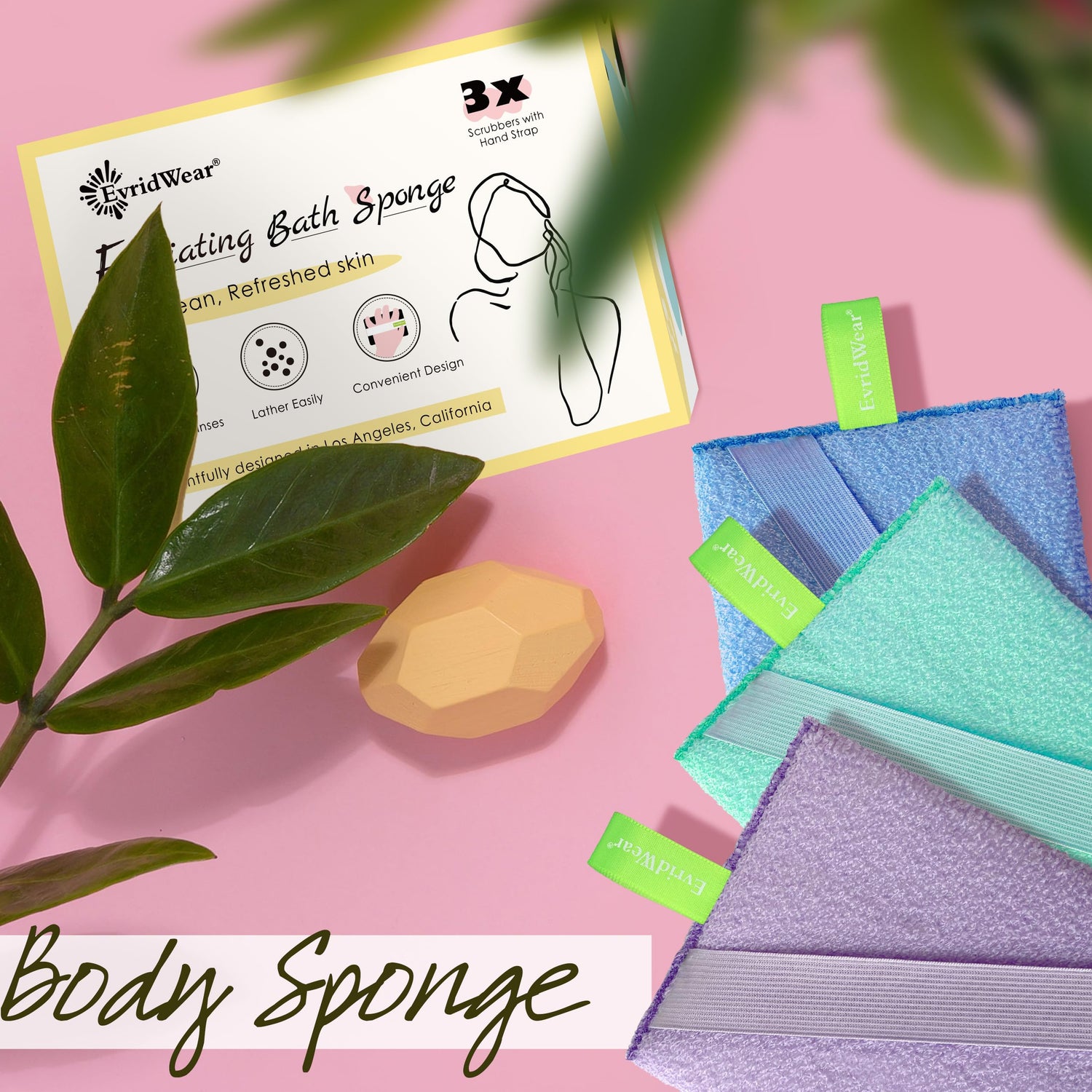 Exfoliating Bath Sponge, 3 Pack