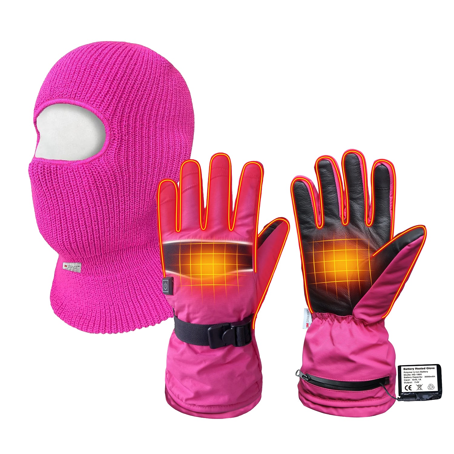 Heated Ski Gloves &amp; Double-Layer Balaclava Bundle