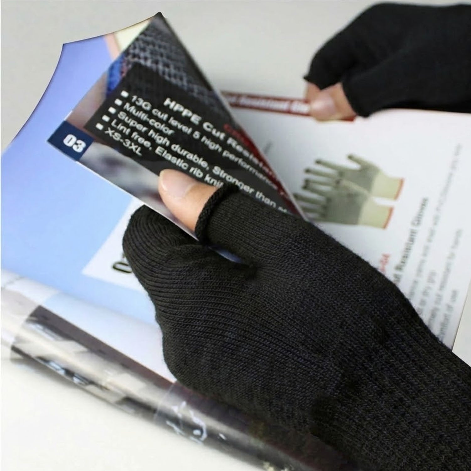 Silk Knit Fingerless Gloves (Black)