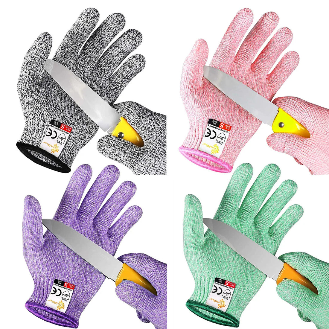 4 Pairs Kids Cut Resistant Gloves