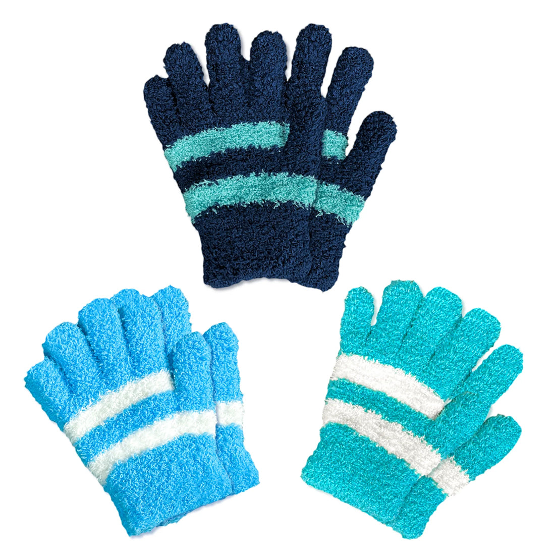 EvridWear Kids Fluffy Winter Gloves in Blue Color - Warm &amp; Stretchy