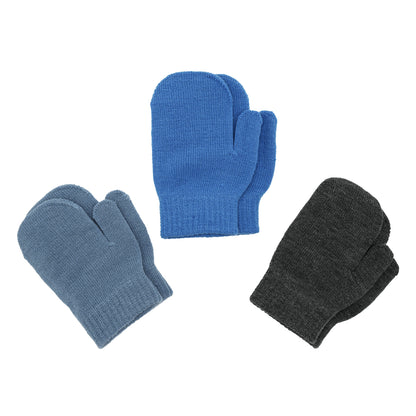 EvridWear Toddler Mittens - 3 Pairs, Warm Knit (Ages 4-6)