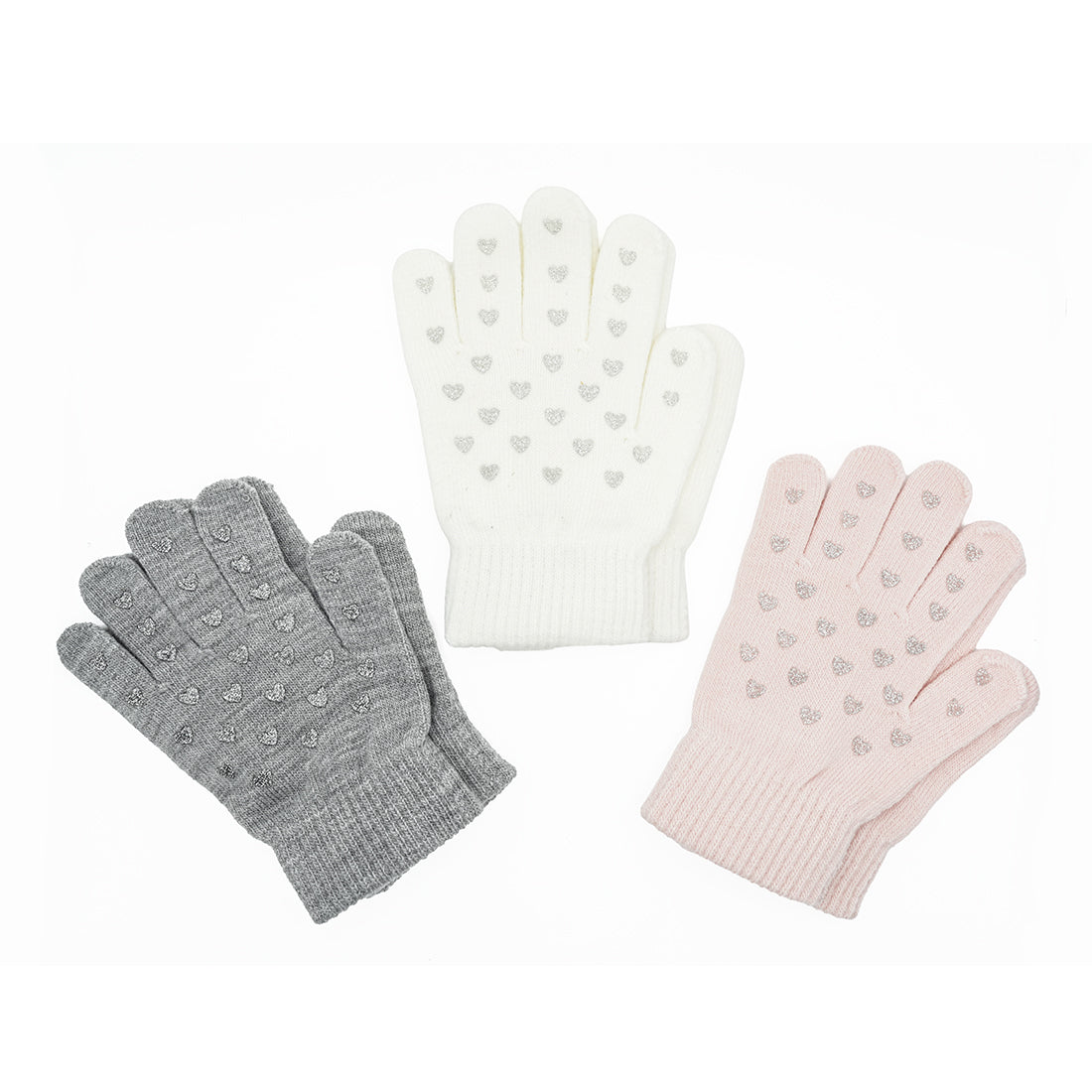 EvridWear Kids Winter Gloves - 3 Pairs Heart Grip Knit