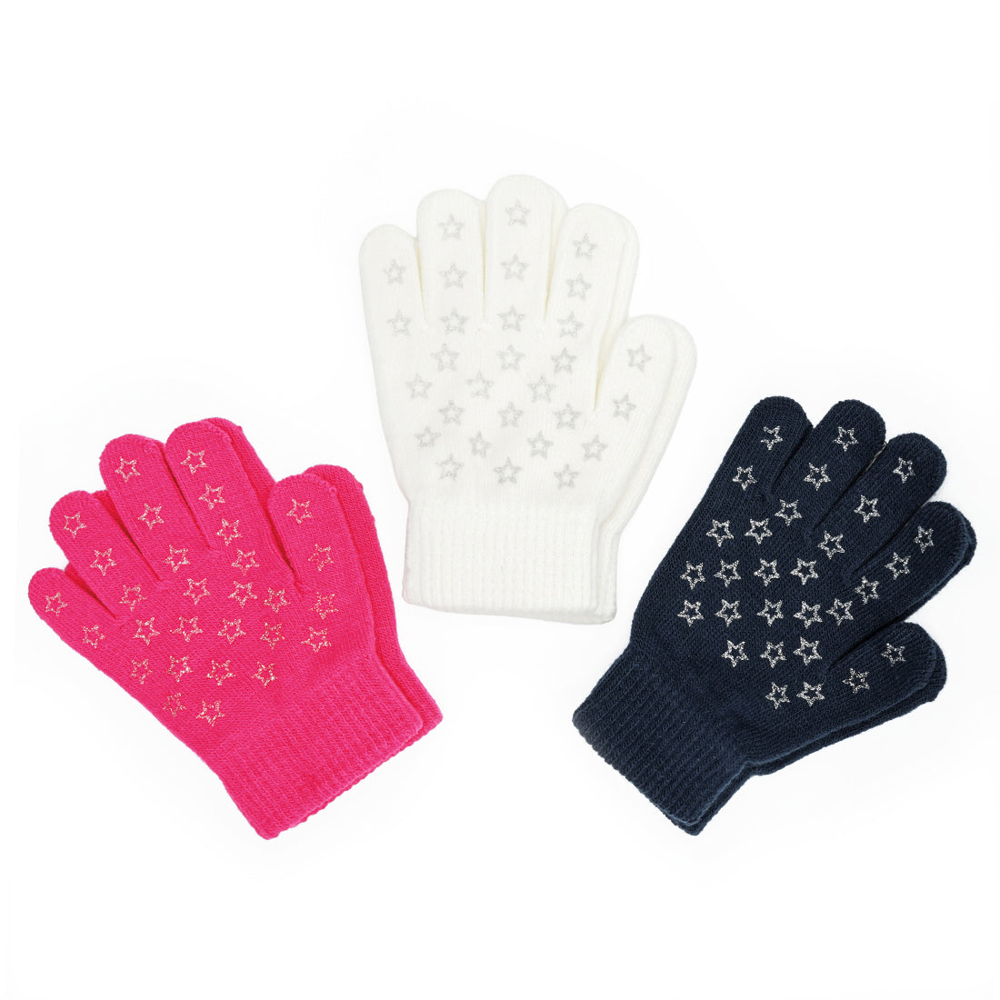 EvridWear Kids Winter Gloves - 3 Pairs Star Grip Knit (Boys &amp; Girls)
