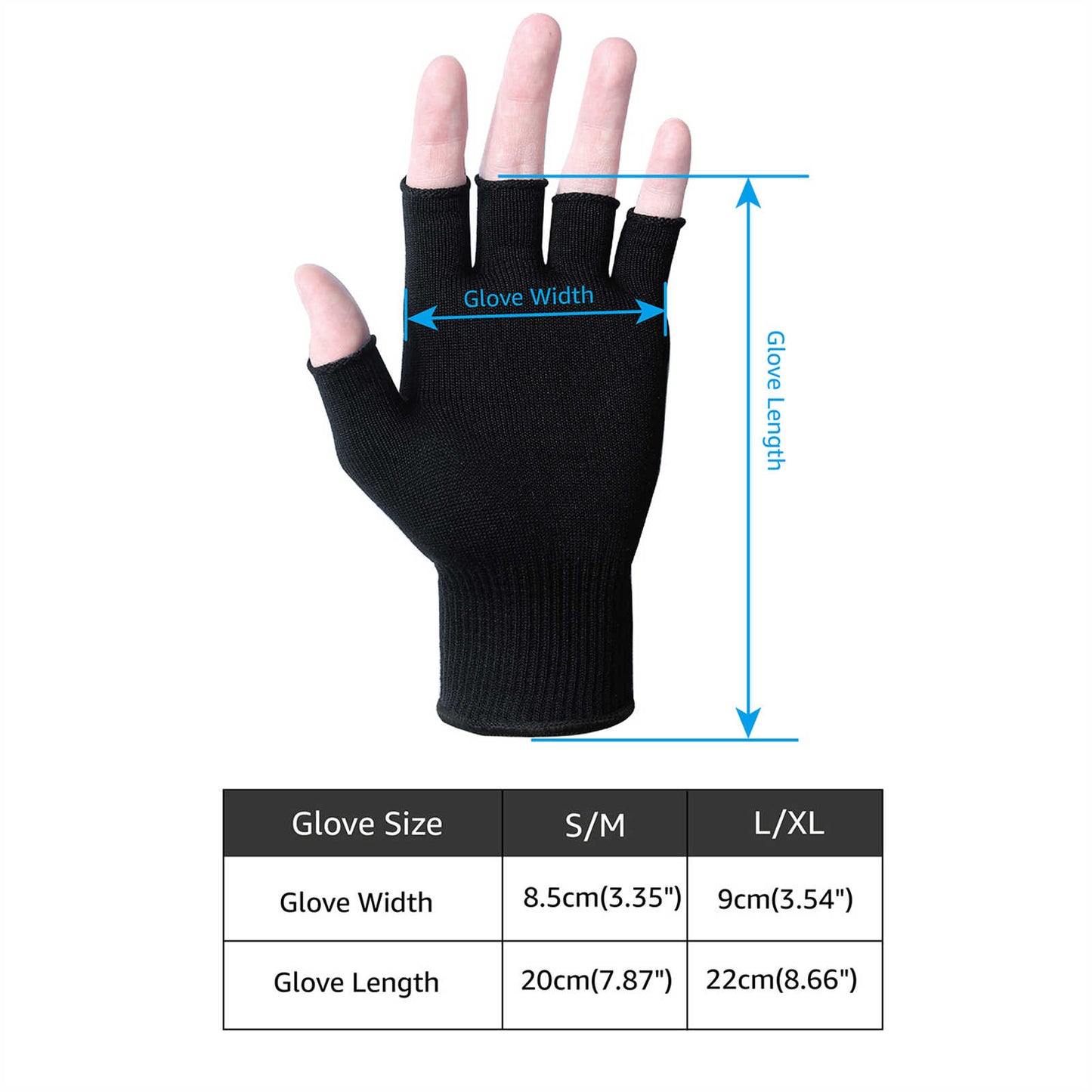 EvridWear 1 Pair Silk Knit Fingerless Gloves ECO-Friend Liner Anti-UV Hypoallergenic