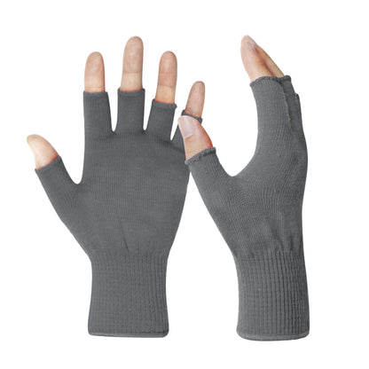 EvridWear Merino Wool Fingerless String Knit Liner Touchscreen Gloves (Gray)-EvridWearUS