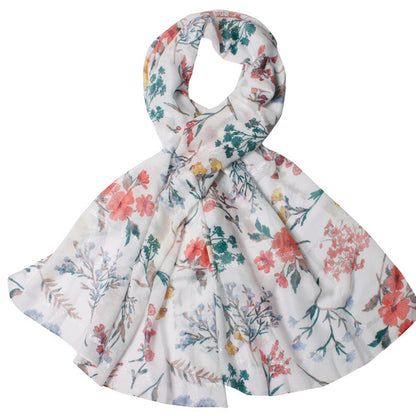 Women Lightweight Scarves Shawl Wraps with Floral Print for Spring Fall Holiday-EvridWearUS