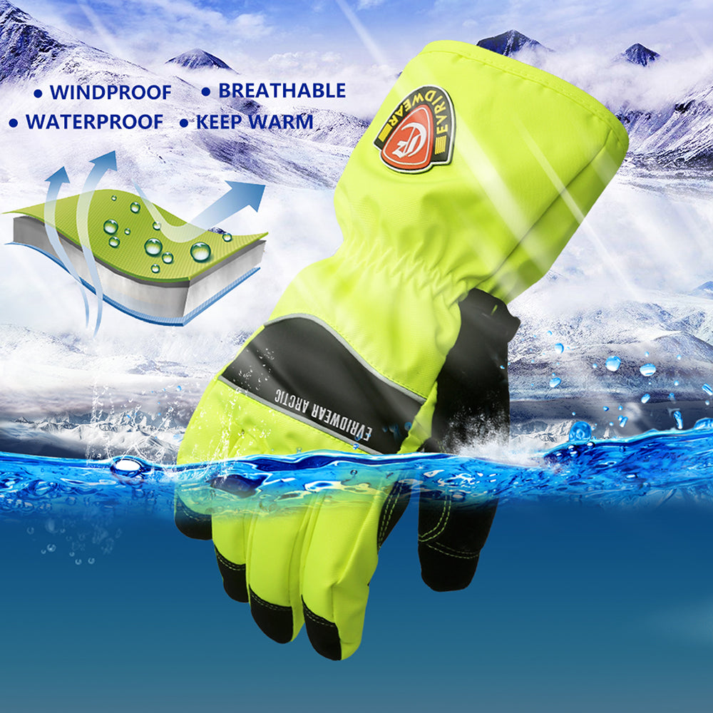 Evridwear Ski &amp; Snowboard Winter Warm Gloves Waterproof for Cold Weather and Outdoor Sport (Lime)-EvridWearUS