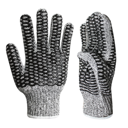 EvridWear Cut resistant Double Layer String Knit Work Gloves with Crisscross Honeycomb Grip-EvridWearUS