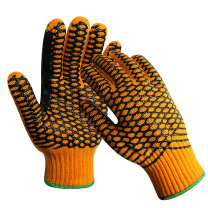 EvridWear Double Layer String Knit Work Gloves with Crisscross Honeycomb Grip Two Sides and Cozy Liner-EvridWearUS